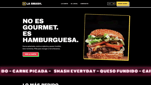 Captura de la web de La Smash, hamburguesería en Badalona