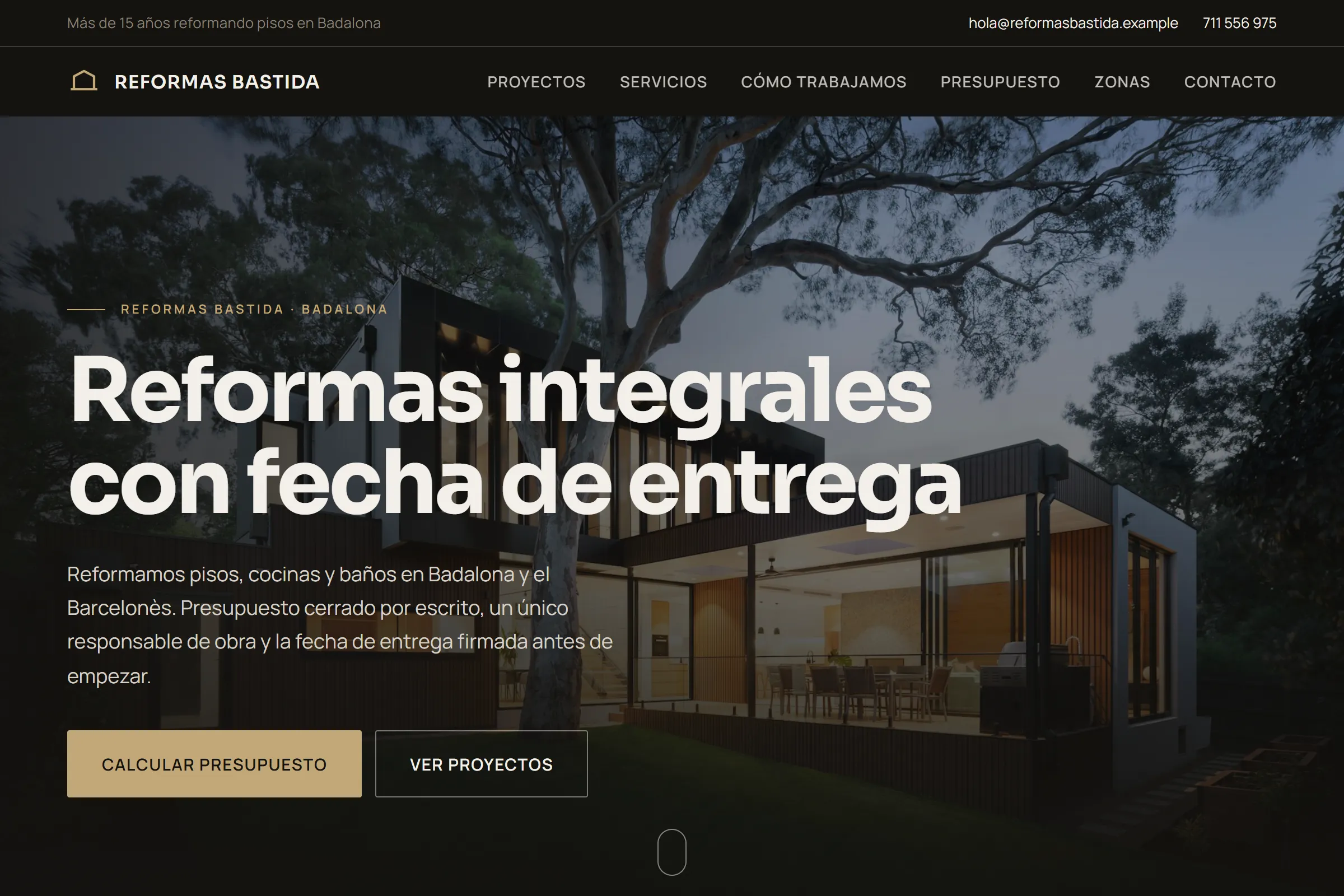 Captura de la web de Reformas Bastida en Badalona
